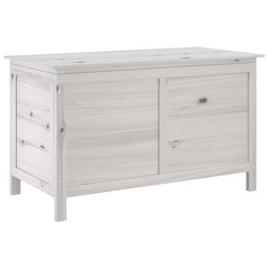 vidaXL Vrtna &scaron;katla za shranjevanje bela 99x49,5x58,5 cm trdna jelka