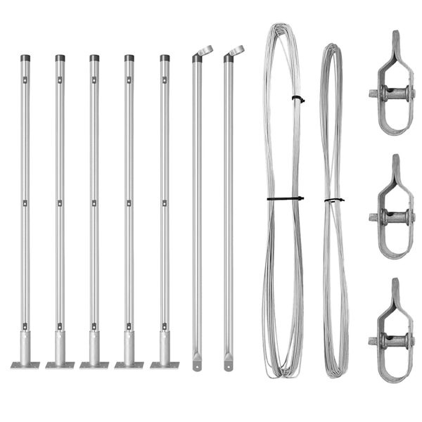 vidaXL Ograjni stebri 7 pcs srebrna Ø32mm 90 cm Pocinkano jeklo
