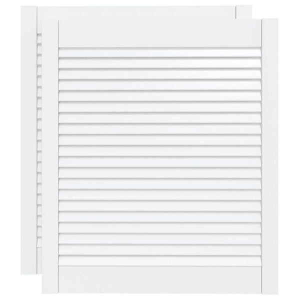 vidaXL Vrata za omarico z letvicami 2 kosa bela 69x59,4 cm borovina