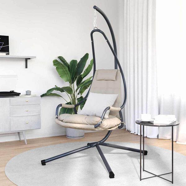 vidaXL Viseči stol v obliki jajca Taupe 94 x 107 x 196,5 cm Jeklo