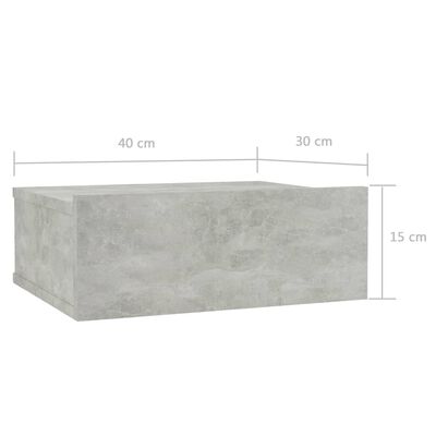 vidaXL Stenska nočna omarica betonsko siva 40x30x15 cm iverna plošča