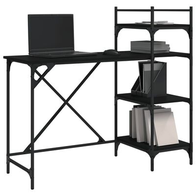 vidaXL Računalniška miza s policami črna 120x47x109 cm