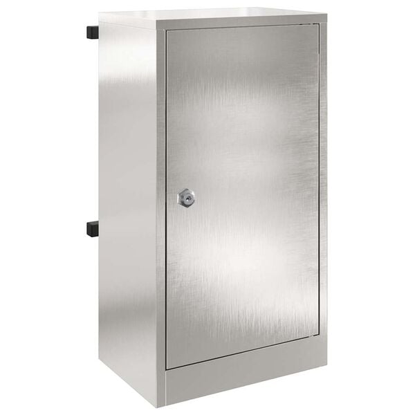 vidaXL nabiralnik s shranjevanjem Črna 30 x 20 x 55 cm Nerjaveče jeklo