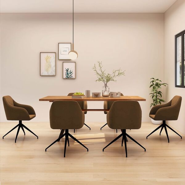 vidaXL jedilni stoli 6 kosov rjav žamet