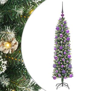 vidaXL Umetno vitko božično drevo Zelena in Bela 120 cm