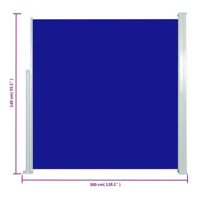vidaXL Zložljiva stranska tenda za teraso 140x300 cm modra
