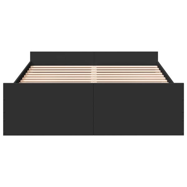 vidaXL Posteljni okvir s predali črn 140x190 cm inženirski les