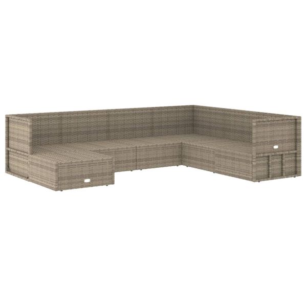 vidaXL Vrtna sedežna garnitura 7-delna z blazinami siv poli ratan