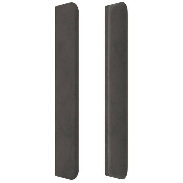 vidaXL Vzglavje z u&scaron;esi temno sivo 183x16x118/128 cm žamet