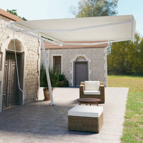 vidaXL Prostostoječa ročno zložljiva tenda 450x350 cm krem