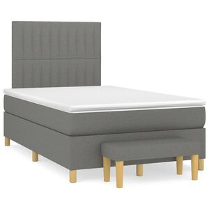 vidaXL Box spring postelja z vzmetnico temno siva 120x190 cm blago