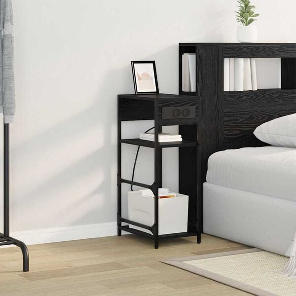 vidaXL Nočna omarica Črna Orehovina 40 x 27 x 76 cm Konstruiran les