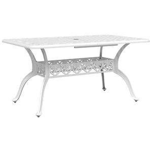 vidaXL Vrtna miza bela 150x90x72 cm liti aluminij