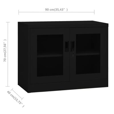 vidaXL Pisarniška omara črna 90x40x70 cm jeklo