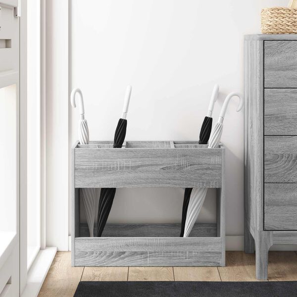 vidaXL Stojalo za dežnik Siva Sonoma 65 x 24 x 50 cm Konstruiran les