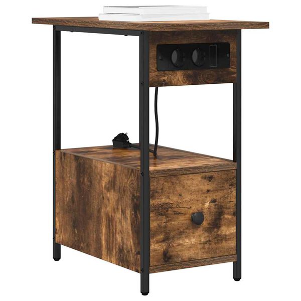 vidaXL Nočna omarica Dimljeni oreh 60 x 30 x 61 cm Konstruiran les