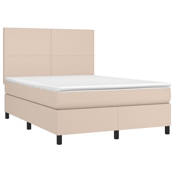 vidaXL Box spring postelja z vzmetnico kapučino 140x200cm umetno usnje