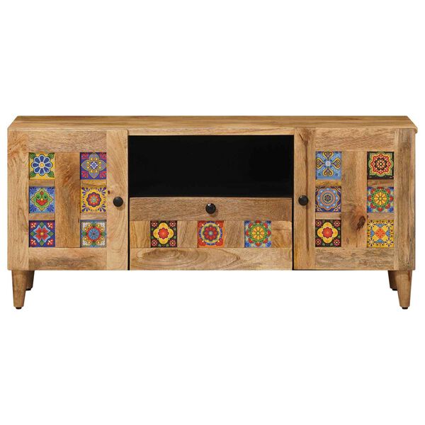 vidaXL TV omarica z vrati Naravna 105 x 33,5 x 46 cm Masiven les manga