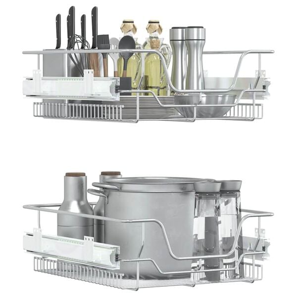 vidaXL Izvlečne žične ko&scaron;are 2 kosa srebrne 45 cm