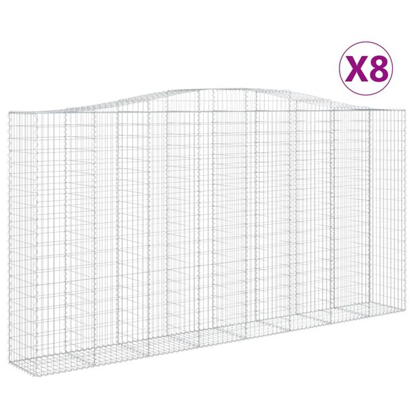 vidaXL Obokane gabion košare 8 kosa 400x50x200/220 cm pocinkano železo
