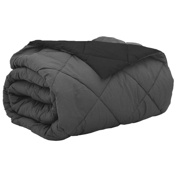 vidaXL Poletna odeja Črna in anthracit 200 x 200 cm Mikrovlakna