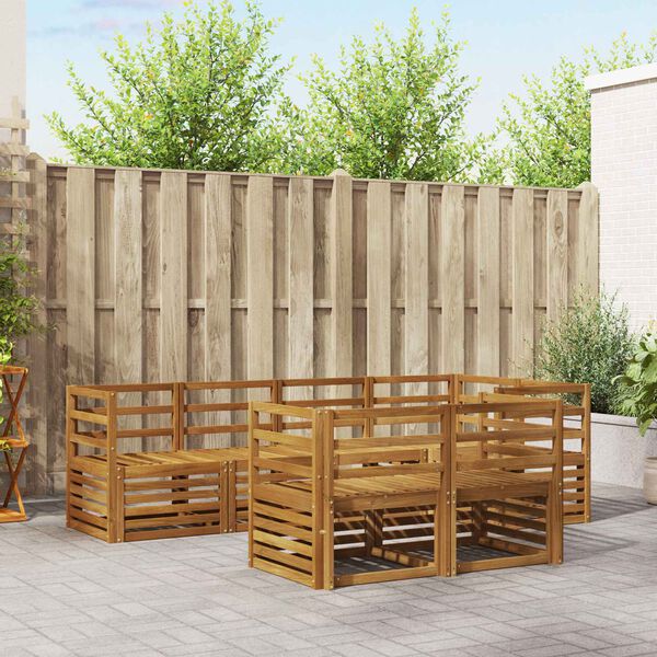 vidaXL Sedežne garniture 7 pcs Naravna Masiven les akacije