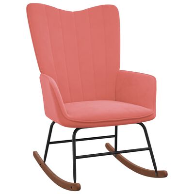 vidaXL Gugalni stol s stolčkom roza žamet