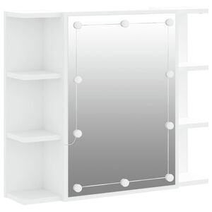 vidaXL Omarica z ogledalom in LED lučkami bela 70x16,5x60 cm