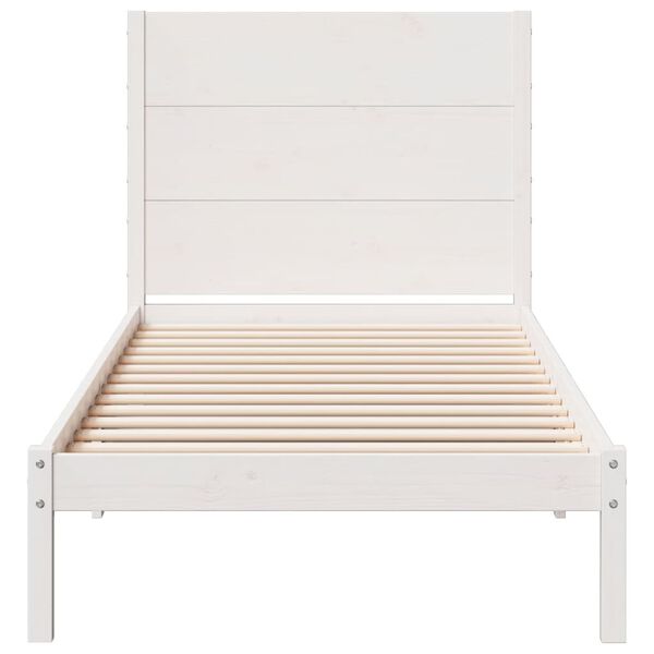 vidaXL Dalj&scaron;i posteljni okvir brez vzmetnice bel 100x220 cm trden les