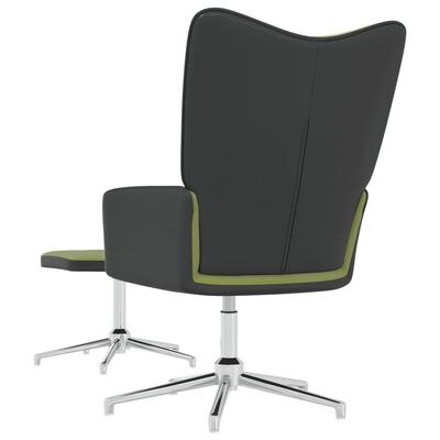 vidaXL Stol za sproščanje s stolčkom svetlo zelen žamet in PVC