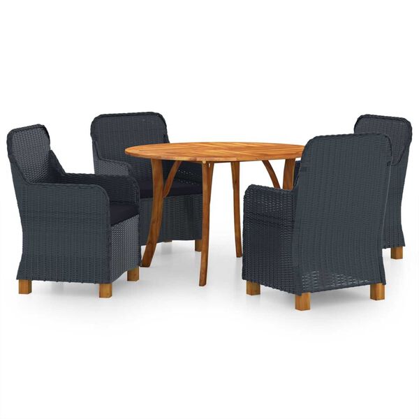 vidaXL Vrtna jedilna garnitura 5-delna temno siva