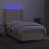vidaXL Box spring postelja z vzmetnico LED krem 100x200 cm blago