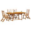 vidaXL Vrtna jedilna garnitura 5-delna trden akacijev les in tekstilen