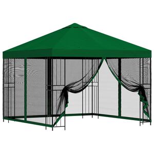 vidaXL Vrtni gazebo s stranskimi stenami 3 x 3 m Zelena