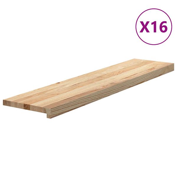 vidaXL Podloge za stopnice 16 kosov 110x25x2 cm trdna hrastovina