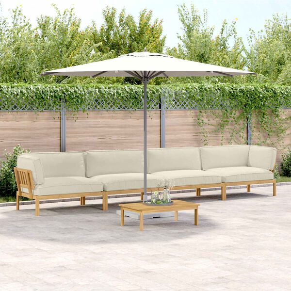 vidaXL Kavčna garnitura z blazino 5 pcs krema Masiven les akacije