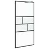 vidaXL Stena za odprto prho Črna 100 x 195 x 0,5 cm Steklo in aluminij