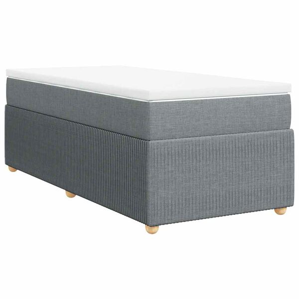 vidaXL Box spring postelja z vzmetnico svetlo siva 90x190 cm blago