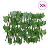 vidaXL Umetna trta raztegljiva ograja zelena 5 kosov 180x20 cm