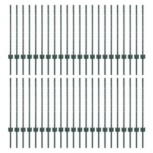 vidaXL Steber ograje. 44 pcs Zelena 120 cm Jeklo