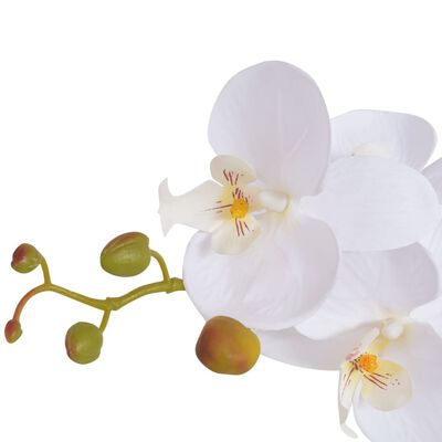 vidaXL Umetna rastlina orhideja v loncu 65 cm bela