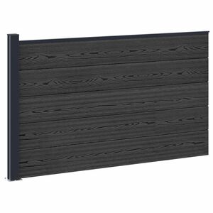 vidaXL Komplet ograj 175 x 105 cm WPC in aluminij Črna