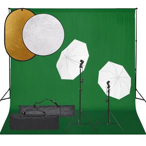 vidaXL Komplet za foto studio z lučmi, ozadjem in odbojnikom