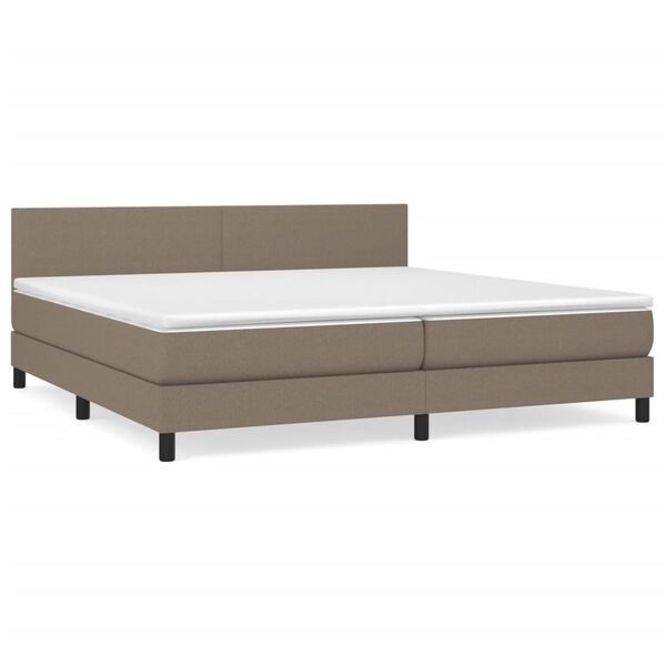 vidaXL Box spring postelja z vzmetnico taupe 200x200 cm blago