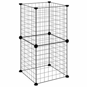 vidaXL Ograda za hi&scaron;ne ljubljenčke z 8 paneli črna 35x35x70 cm jeklo
