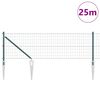 vidaXL Ograja s stebrom Zelena 0,4 x 25 m Jeklo in PVC