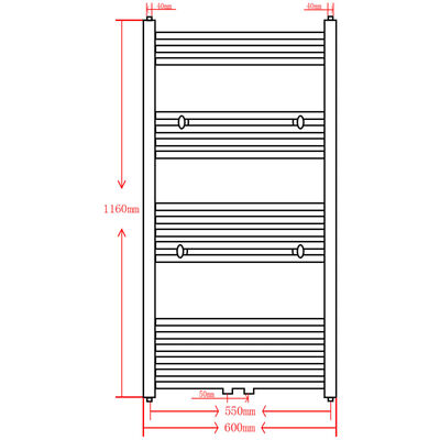 Kopalniški cevni radiator za centralno ogrevanje raven 600x1160 mm