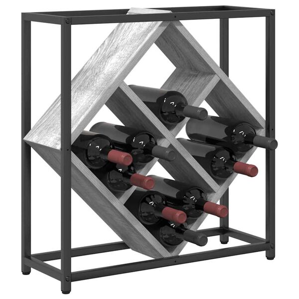 vidaXL Stojalo za vino Siva Sonoma 51 x 18 x 52,5 cm Konstruiran les