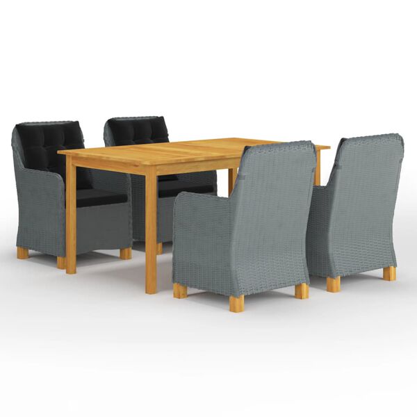 vidaXL Vrtna jedilna garnitura 5-delna svetlo siva