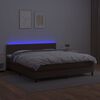 vidaXL Box spring postelja vzmetnico LED rjava 180x200 cm umetno usnje